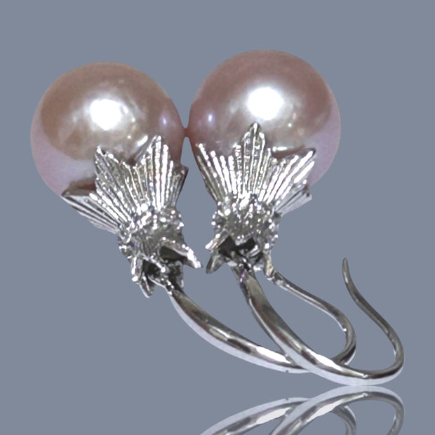 Elegant 11 - 11.5mm Purple Lavender Pink Edison Pearl Dangle Earrings