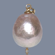 Giant 13 x 15mm Purple Pink Rainbow Keshi Cultured Pearl Pendant