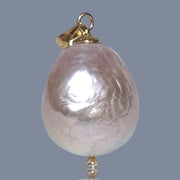 Giant 13 x 15mm Purple Pink Rainbow Keshi Cultured Pearl Pendant