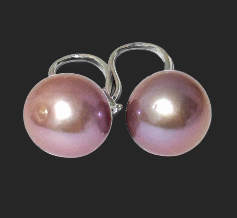 Elegant 11 - 11.5mm Purple Lavender Pink Edison Pearl Dangle Earrings