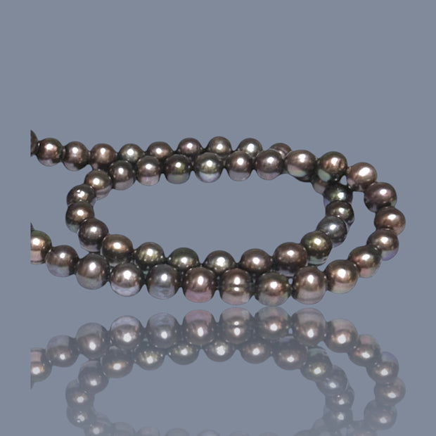 Fabulous 7.5 -8mm Multi Brown Bronze Color Round Pearl 16" Strand