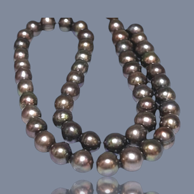 Fabulous 7.5 -8mm Multi Brown Bronze Color Round Pearl 16" Strand