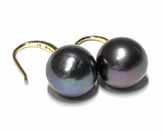 Handmade 10.5-11 mm Edison Purple Black Blue Round Pearl Dangle Earrings