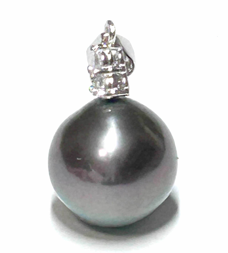 Fabulous 10.8 - 11mm Edison Round Purple Black Pinkish Pearl Pendant
