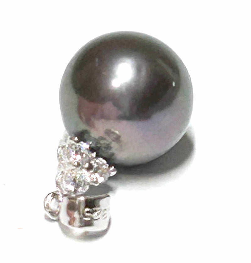 Fabulous 10.8 - 11mm Edison Round Purple Black Pinkish Pearl Pendant