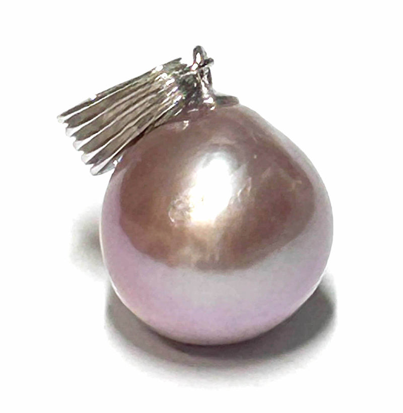 5A Round 12.2mm Edison Lavender Purple Pink Cultured Pearl Pendant