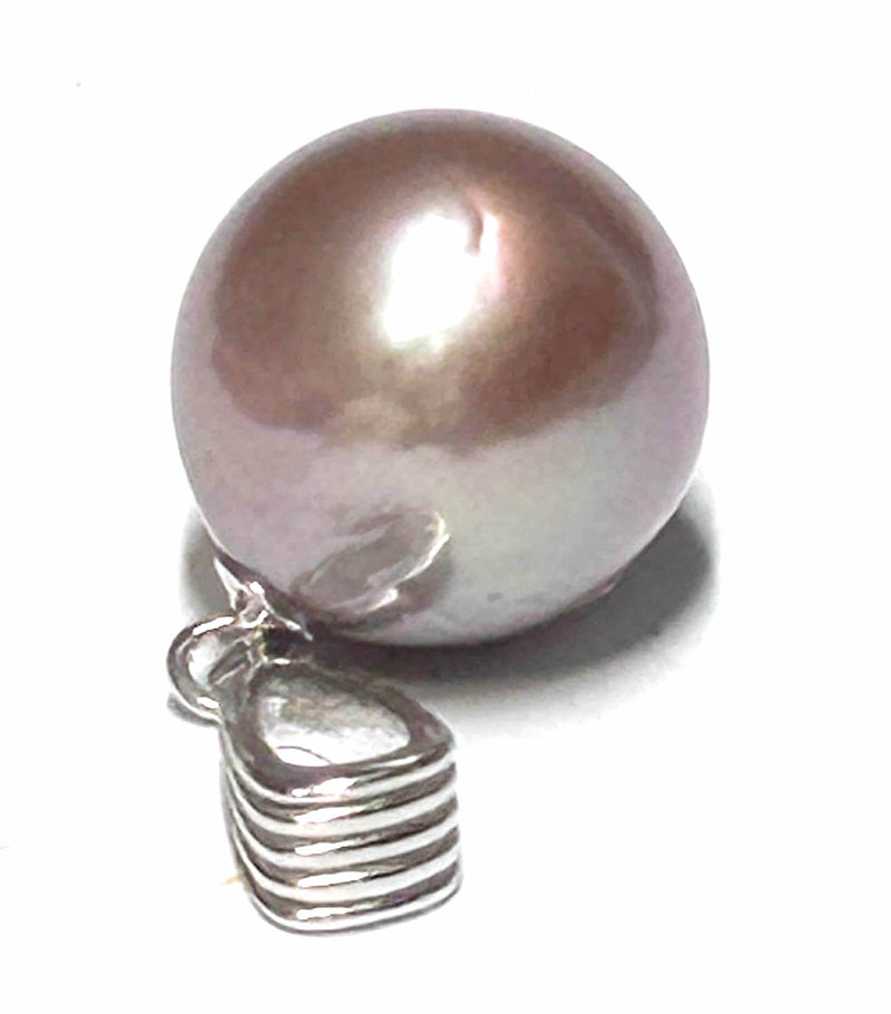 5A Round 12.2mm Edison Lavender Purple Pink Cultured Pearl Pendant