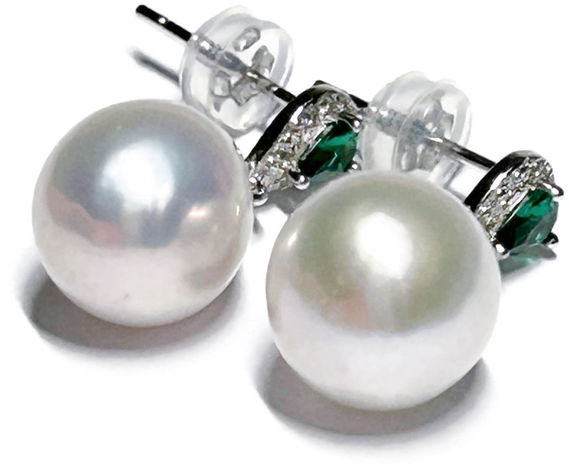 5A Quality 10.5 - 11mm Edison White Round Cultured Pearl Dangle Earrings