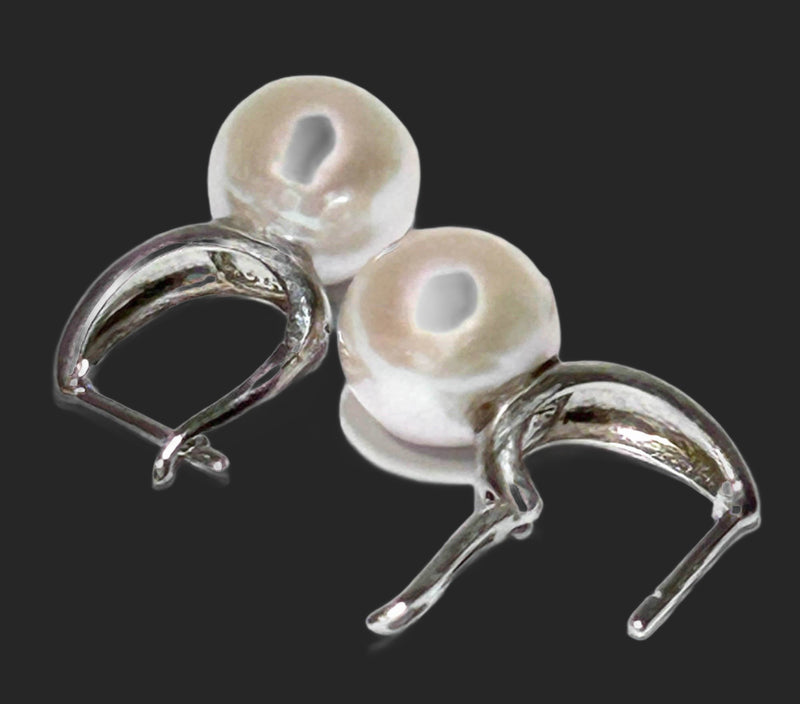 Handmade 9.5mm White Round Edison Cultured Pearl Clip-On Earrings