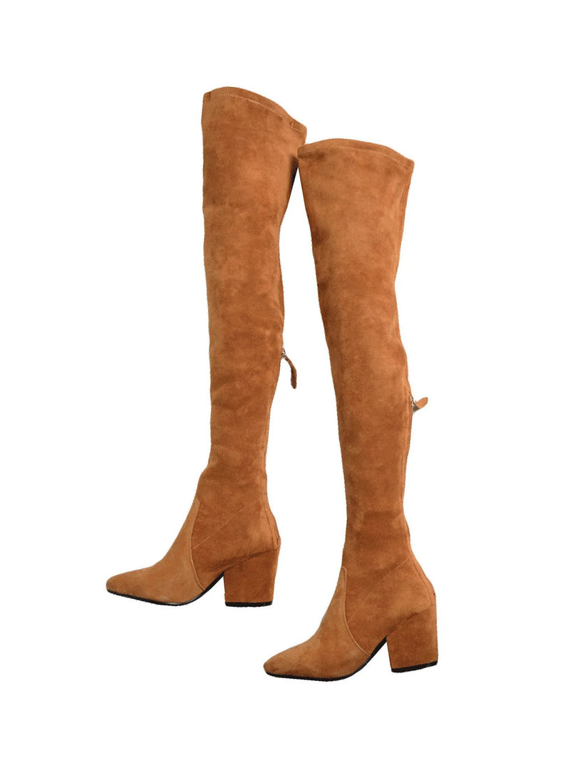 The Knee Suede Leather Boots. Also available in taupe and black.