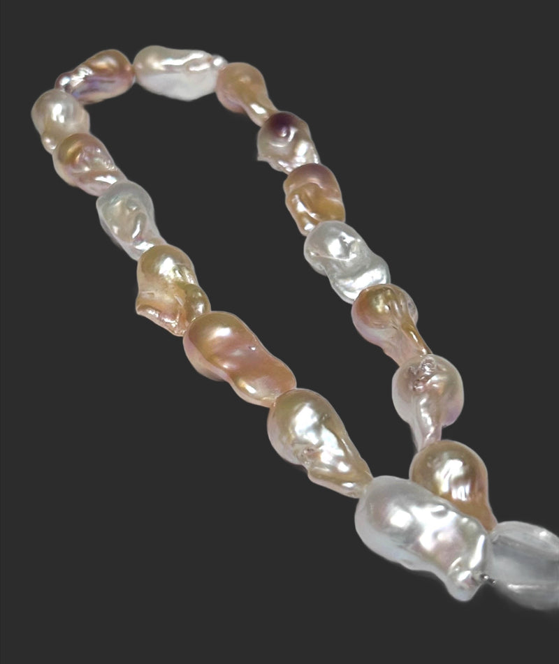 5A Giant Baroque 14 - 28mm Multicolor Cultured Keshi Pearl 16" Strand