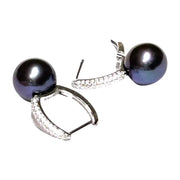 Purple Black 10 - 10.5 mm Round Edison Cultured Pearl Earrings