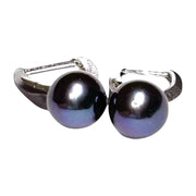 Purple Black 10 - 10.5 mm Round Edison Cultured Pearl Earrings