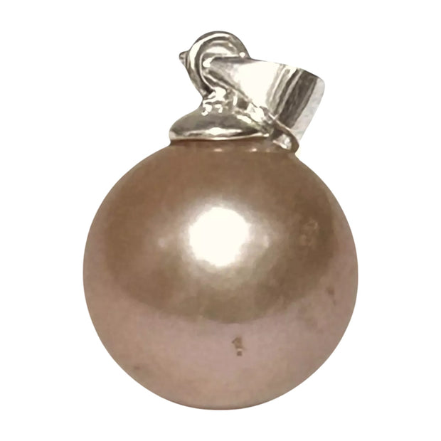 Classy 11 - 11.5mm Edison Peach Pink Round Cultured Pearl Pendant