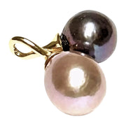 Oval Round 9.5-12.6mm Edison Purple Black Cultured Double Pearl Pendant – Elegant Jewelry