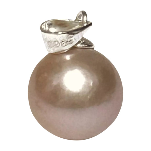 Classy 11 - 11.5mm Edison Peach Pink Round Cultured Pearl Pendant