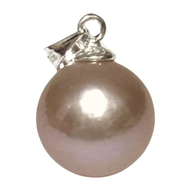 Classy 11 - 11.5mm Edison Peach Pink Round Cultured Pearl Pendant