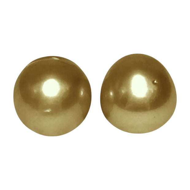 Unique A Pair 11 x 11.5mm 20.3 Carat Deep Gold Philippines Sea Pearls