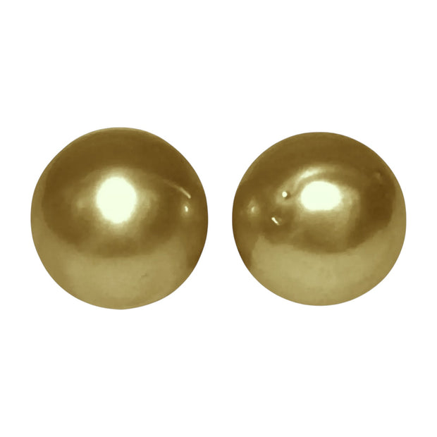 Unique A Pair 11 x 11.5mm 20.3 Carat Deep Gold Philippines Sea Pearls