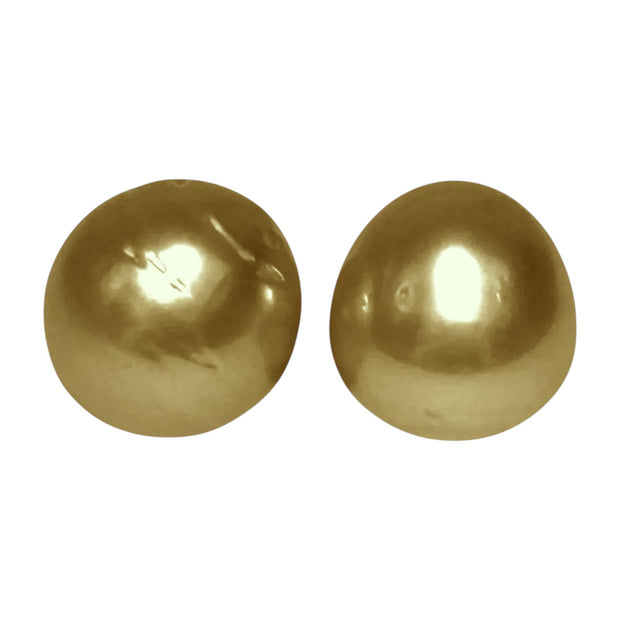 Unique A Pair 11 x 11.5mm 20.3 Carat Deep Gold Philippines Sea Pearls