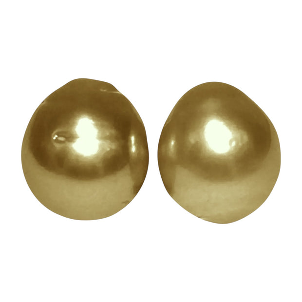 Silky A Pair 11.8 x 13mm Deep Gold Philippines South Sea Loose Pearl