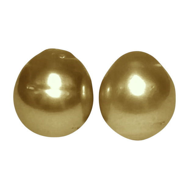 Silky A Pair 11.8 x 13mm Deep Gold Philippines South Sea Loose Pearl