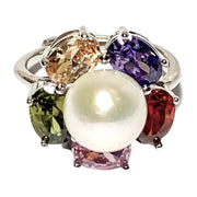 Fantastic Natural White 9.5mm Edison Cultured Round Pearl Ring Size 7