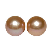 Huge A Pair 13 x 13.3mm Purple Pink Keshi Oval Round Cultured Pearls