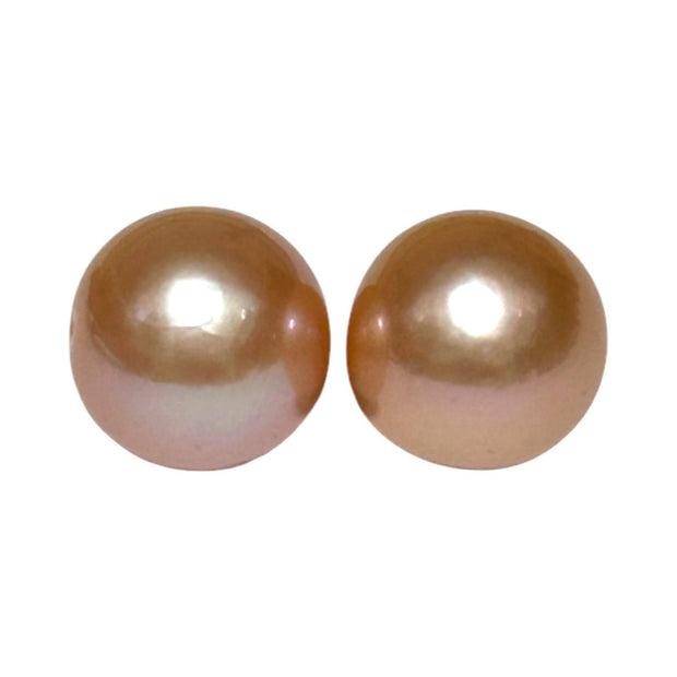 A Pair of 5A Grades 31.2mm Carat 12.8 Purple Peach Round Edison Pearls