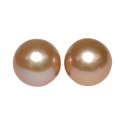 Huge A Pair 13 x 13.3mm Purple Pink Keshi Oval Round Cultured Pearls