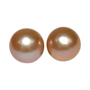 Huge A Pair 13 x 13.3mm Purple Pink Keshi Oval Round Cultured Pearls