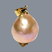 Great Luster 12 x 14mm Purple Pink Rainbow Keshi Cultured Pearl Pendant