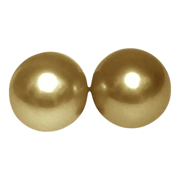 A Pair 10.5 x 12.5mm Deep Gold Philippines South Sea Oval Pearls