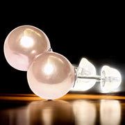 Fabulous 9.5 - 10mm Natural Peach Pink Edison Pearl Stud Earrings