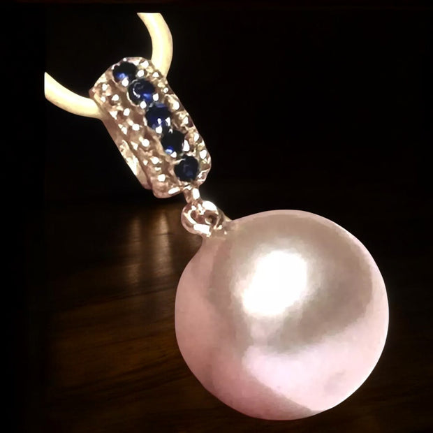 Round 12mm Edison Natural Purple Peach Rose Pink Pearl Pendant