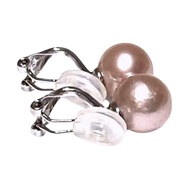 Exceptional Luster 10 - 10.5mm Rose Pink Round Edison Pearl Earrings