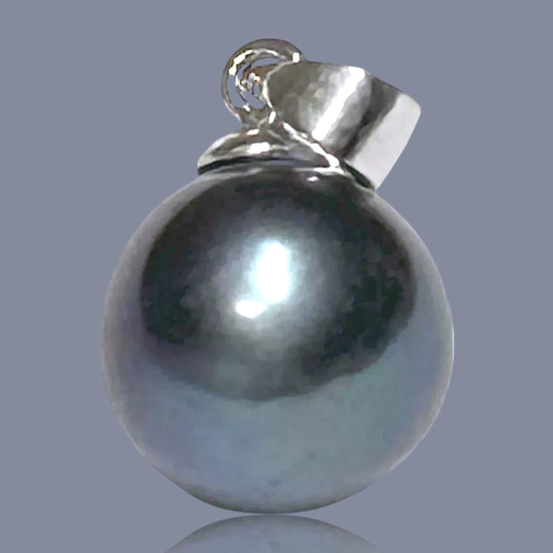 5A 11mm Peacock Black Blue Round Cultured Edison Pearl Pendant