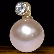 Oval Round 11.5 x 12mm Edison Peach Pink Cultured Pearl Pendant