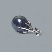 Oval 11.5 x 14.5mm Tahitian Sea Peacock Black Green Pearl Pendant