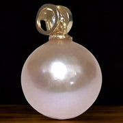 Oval Round 11.5 x 12mm Edison Peach Pink Cultured Pearl Pendant