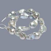 5A Baroque 15 - 31mm Silver Gray Blue Pink Tone Keshi Pearl 16" Strand