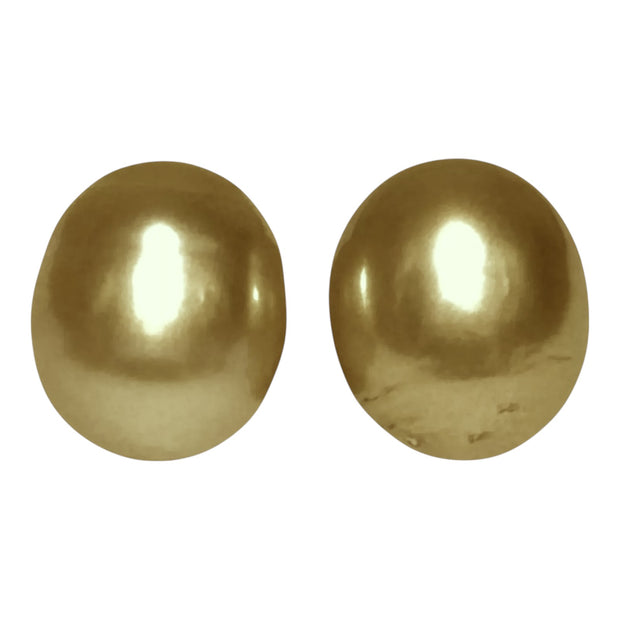 5A Luster A Pair 10.6 x 12.4mm 20.7 Carats Deep Gold South Sea Pearl