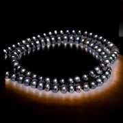 Shiny 6.2 - 6.6mm Multi Peacock Black Blue Oval Round Pearl 16" Strand