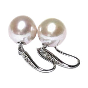 Round White Pinkish 11.5- 11.7mm Edison Cultured Pearl Dangle Earrings