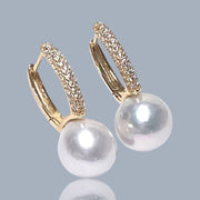 Stunning 9-9.5mm Round Edison Natural White Pearl Clip-On Earring