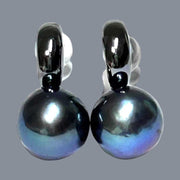 925 Sterling Silver Black Rhodium Edison Peacock Blue Pearl Earrings