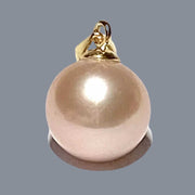 Mirror Luster 10.8 - 11mm Edison Cultured Peach Pink Round Pearl Pendant