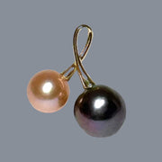 Round 9.2 & 11.5mm Edison Peach/Black Cultured 2 Pearl Pendant