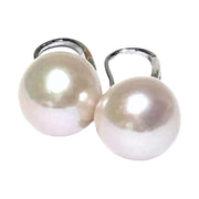 Round White Pinkish 11.5- 11.7mm Edison Cultured Pearl Dangle Earrings