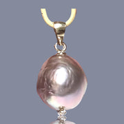 Unique 12.2x14mm Natural Purple Pink Rainbow Keshi Pearl Pendant